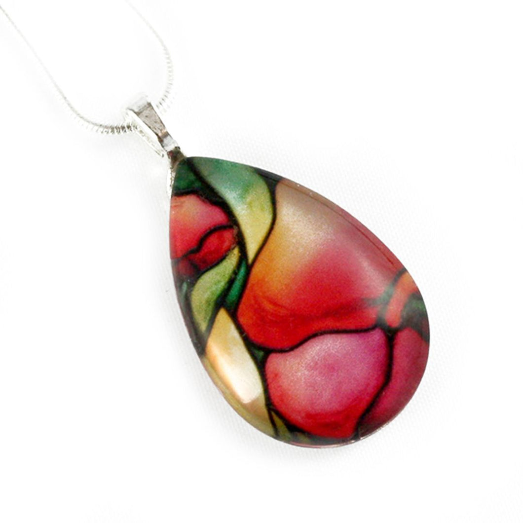 Kathy Lycka - Necklace Teardrop Abstract Rose