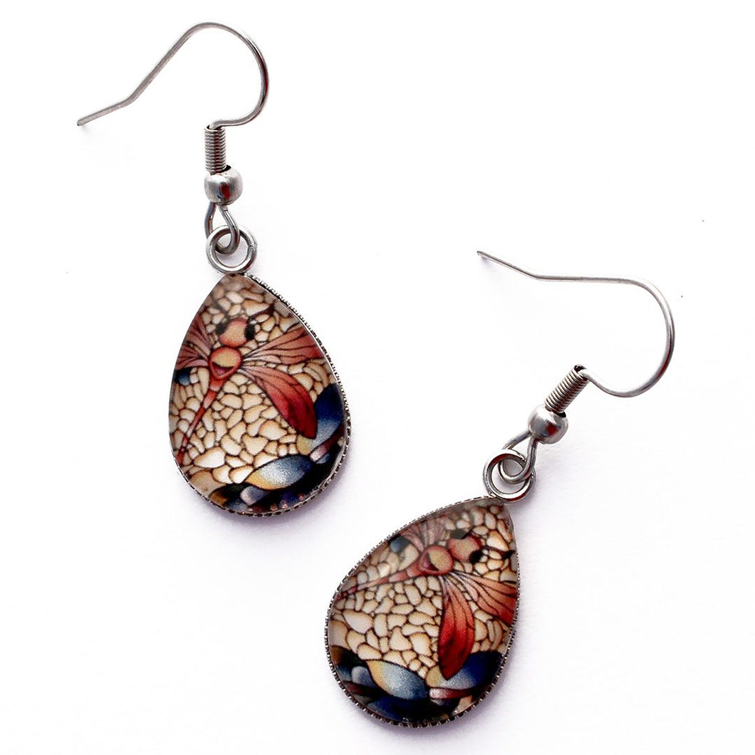 Kathy Lycka - Earrings Teardrop Autumn Dragonfly