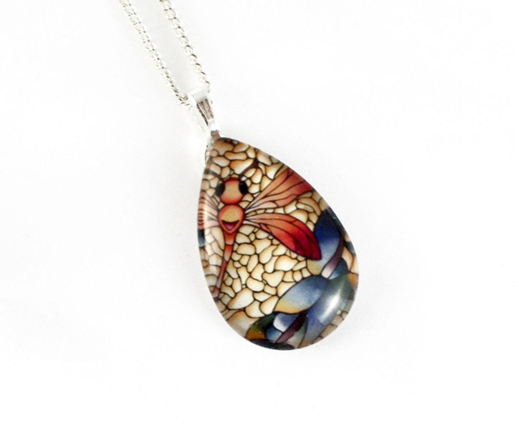 Kathy Lycka - Necklace Teardrop Autumn Dragonfly