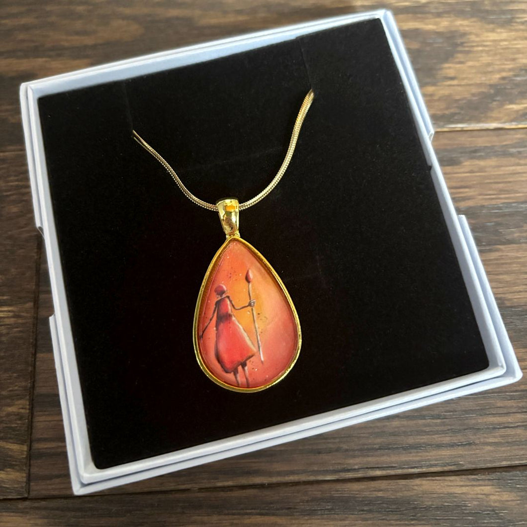 Kathy Lycka - Necklace Female Warrior Gold Teardrop
