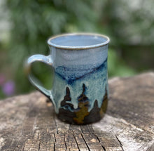 Load image into Gallery viewer, Elan Muir - Cup Larch Valley Trees Gold Blue
