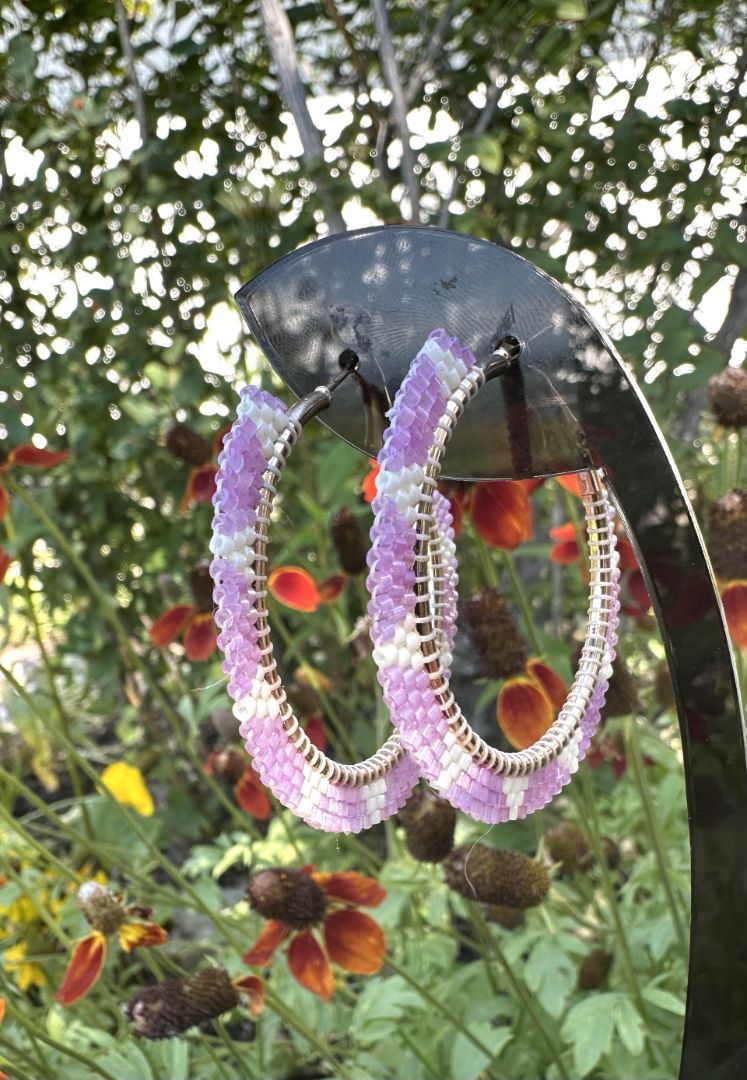 Jamie Rozema-Stinson (Ikkinaanskakii) -Earrings Purple Hoops