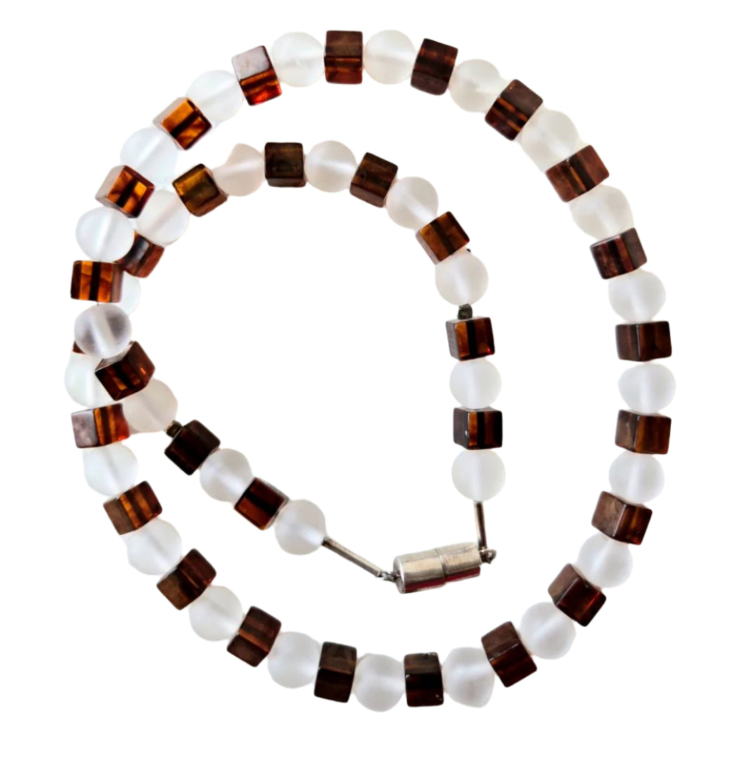 Neshka Krusche - 3 Amber and Clear Bead Necklace