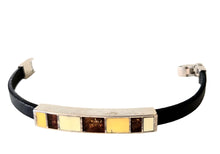 Load image into Gallery viewer, Neshka Krusche - 5 Silver Amber and Leather Bracelet
