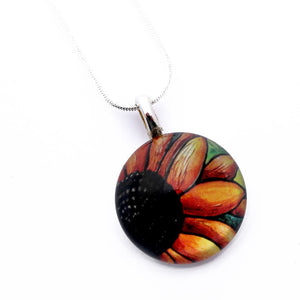 Kathy Lycka - Necklace Circle Orange Sunflower
