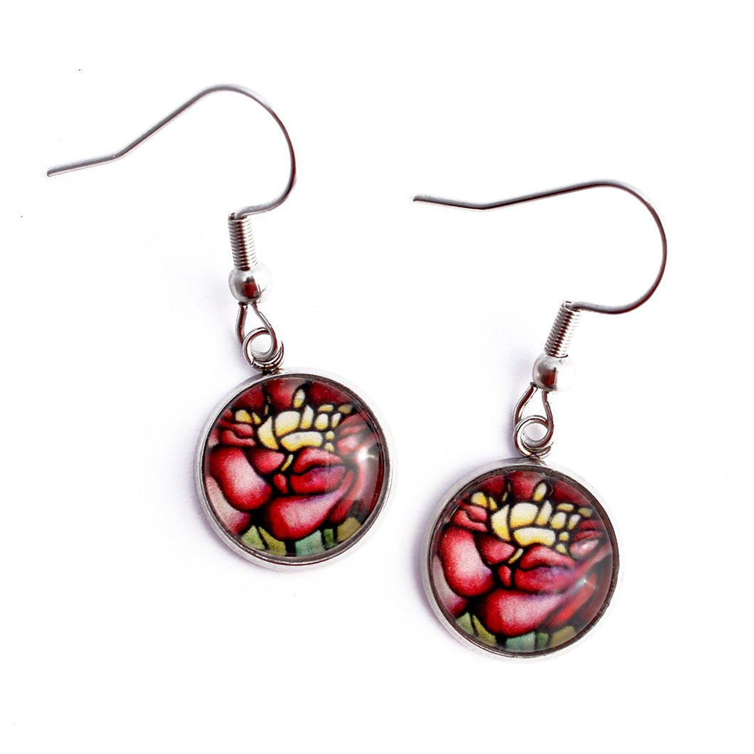 Kathy Lycka - Earrings Circle Red Peony