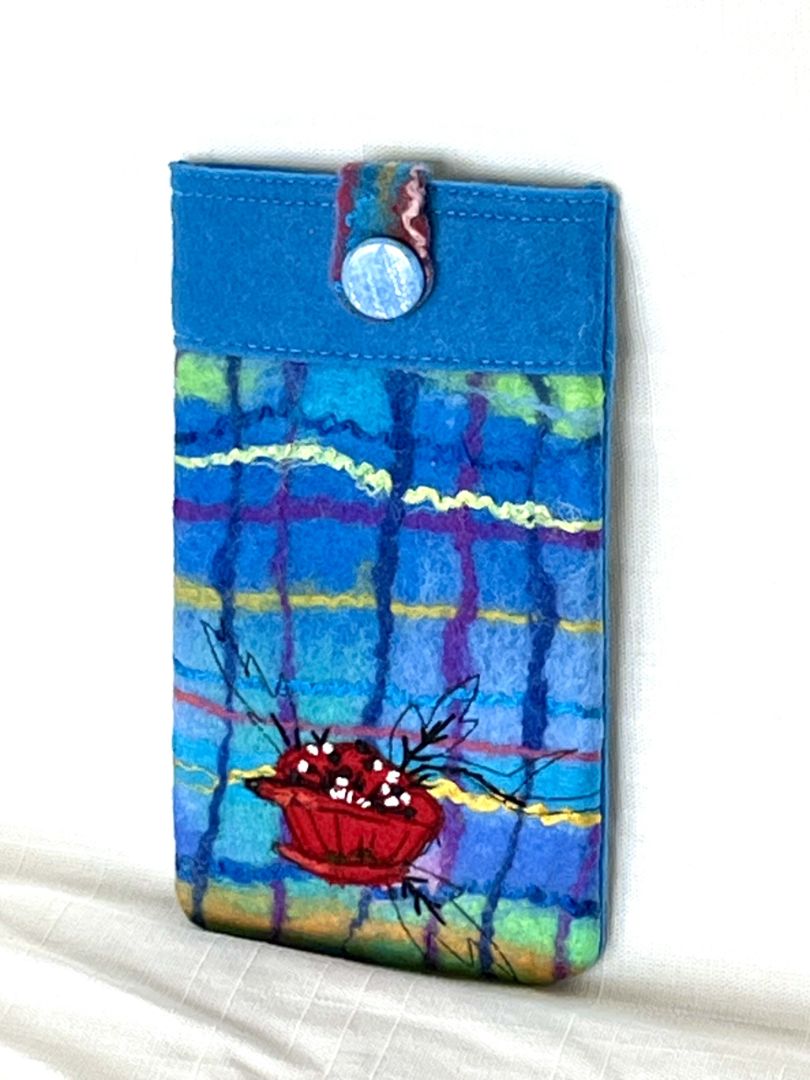 Kathryn Sherman Phone Case - Blue, Red Flower