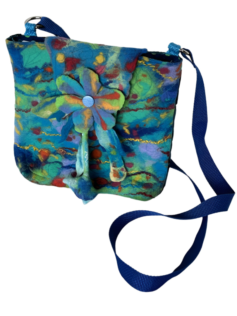 Kathryn Sherman - Purse Blue Flower / Felt Velvet
