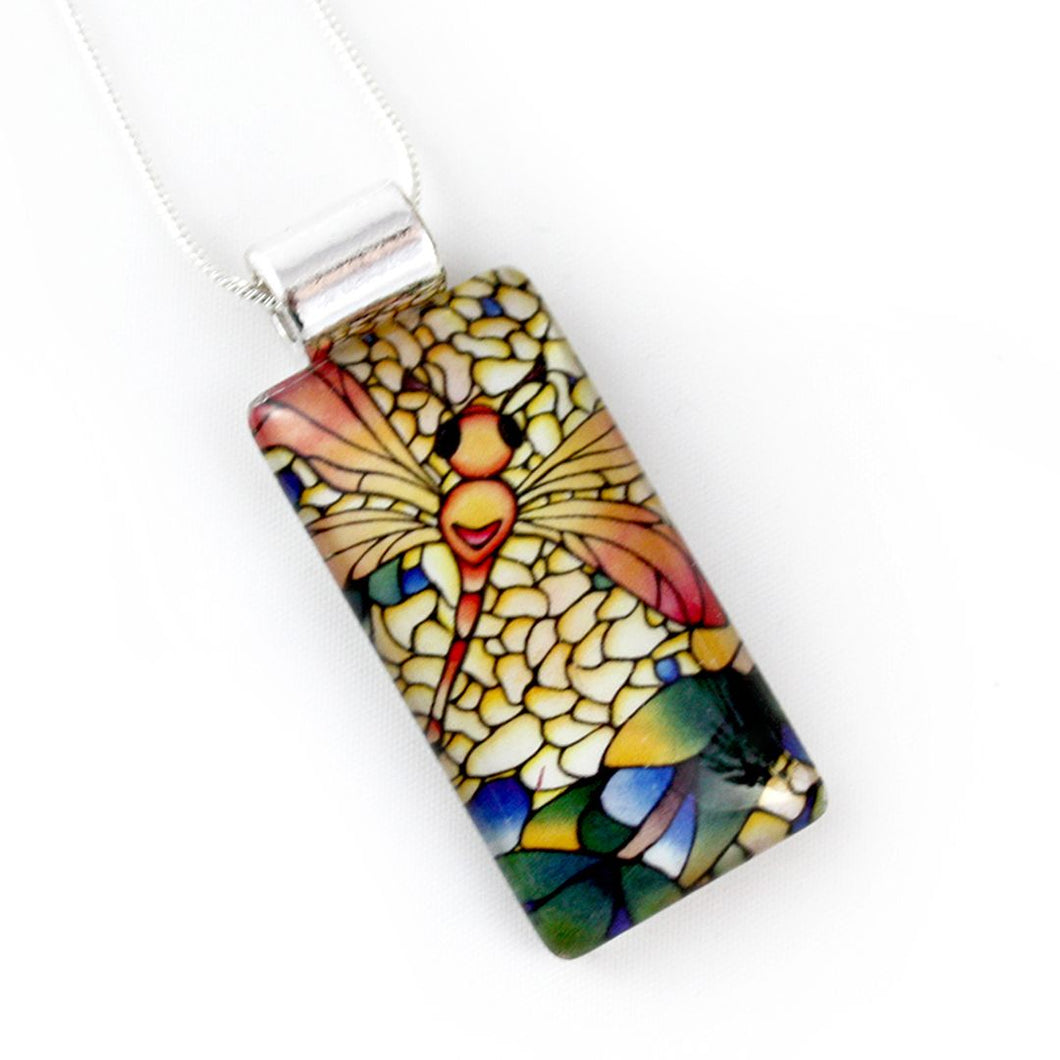Kathy Lycka - Necklace Rectangle Spring Dragonfly