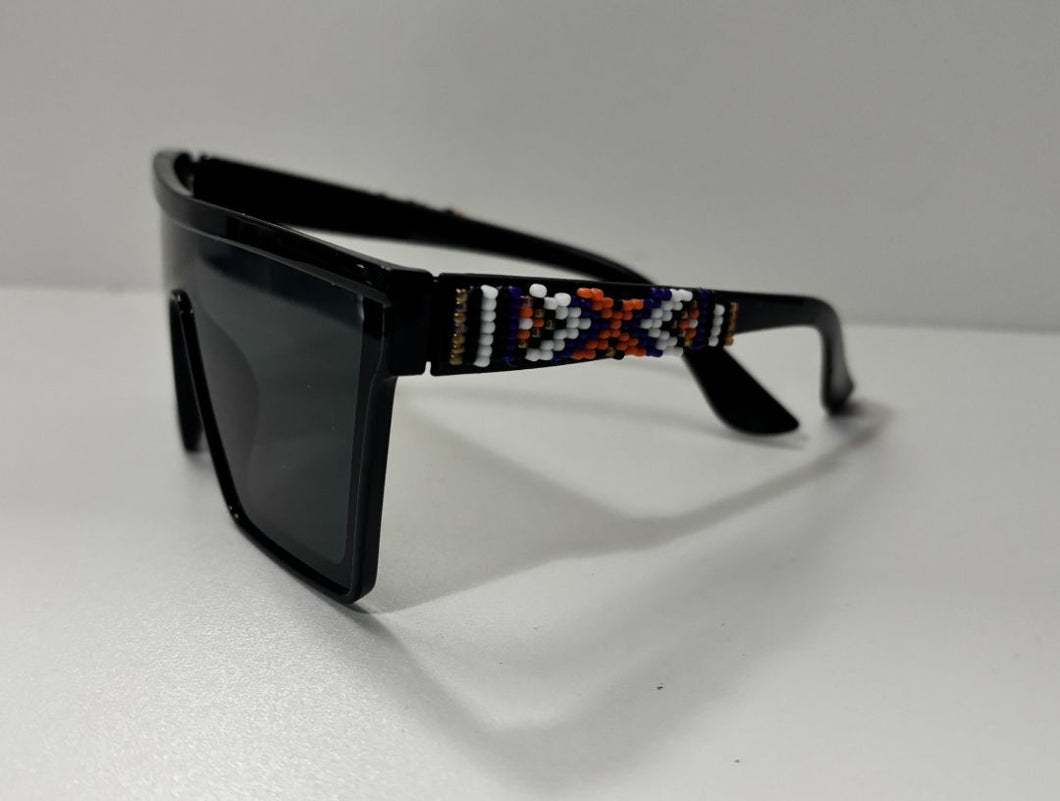 Summer Supernant - Purple, Orange, and White Beaded Sunglasses