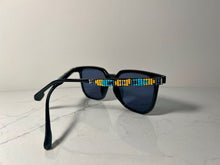 Load image into Gallery viewer, Summer Supernant - Blue, Yellow, and Silver Beaded Sunglasses
