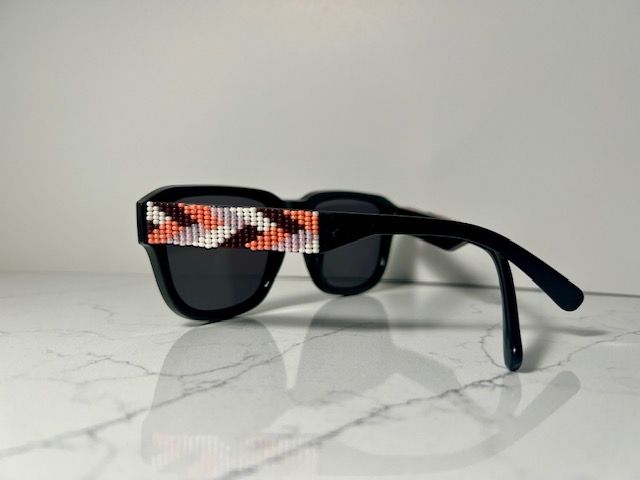 Summer Supernant - Pink, White, and Brown Braided Beaded Sunglasses