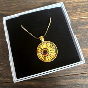 Kathy Lycka - Necklace Daisy Yellow Gold Circle