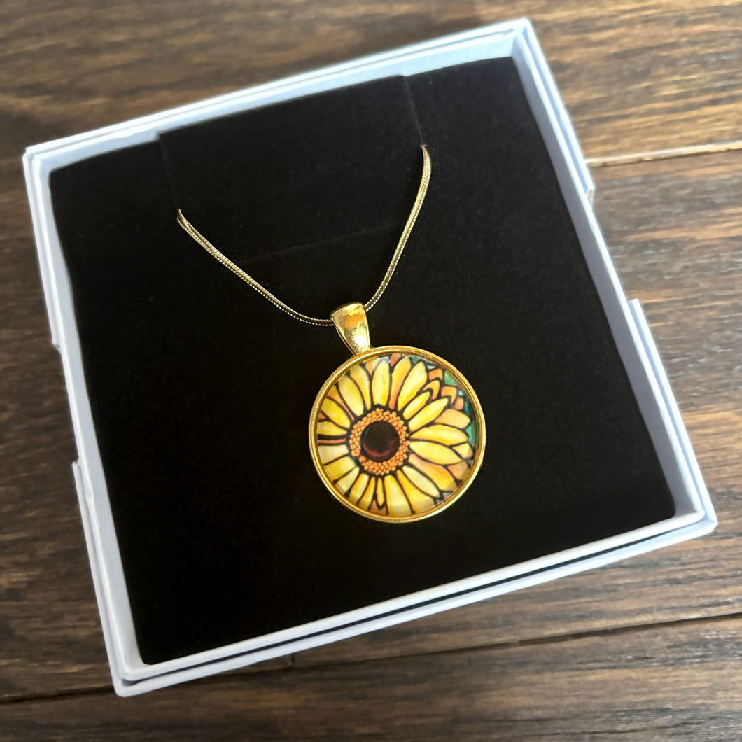 Kathy Lycka - Necklace Daisy Yellow Gold Circle